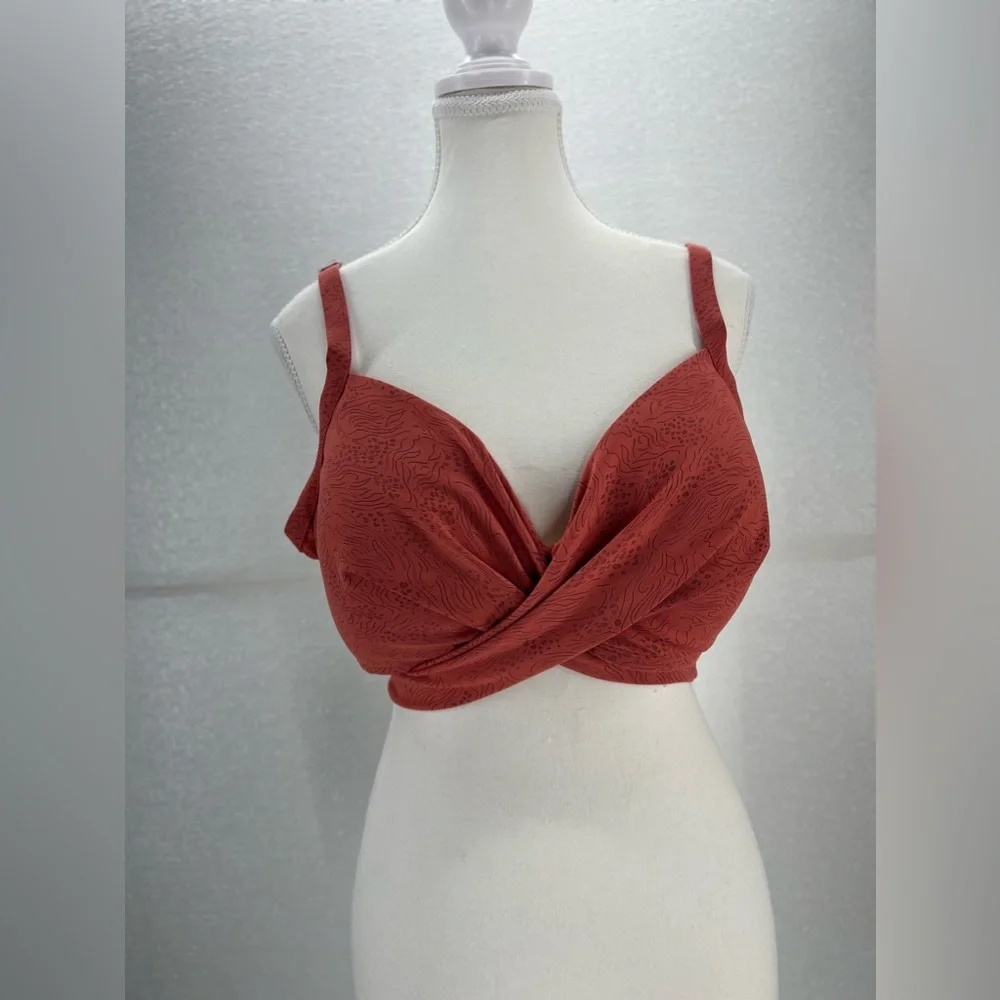 Women Swimsuit Plus Size Bikini Top V Neck Wrapped Adjustable Straps Back Tie 2X
